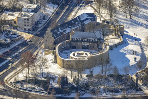 Aerial view, Broich Castle, Old Town II, Mülheim an der Ruhr, Ruhr area, North Rhine-Westphalia,