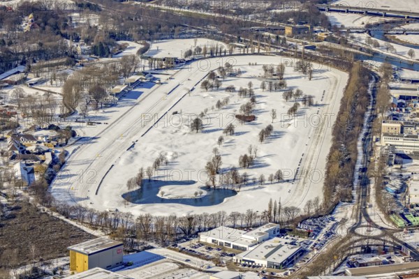Aerial view, Raffelberg racecourse with golf course inside, Speldorf, Mülheim an der Ruhr, Ruhr