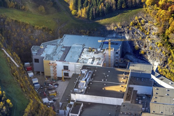 Aerial view, construction site at the C.& A. VELTINS brewery in the Grevenstein district of