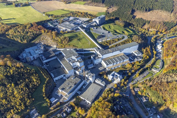 Aerial photo, C.& A. VELTINS brewery in the Grevenstein district of Meschede, Sauerland, North