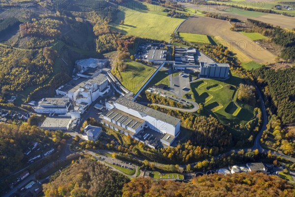 Aerial photo, C.& A. VELTINS brewery in the Grevenstein district of Meschede, Sauerland, North