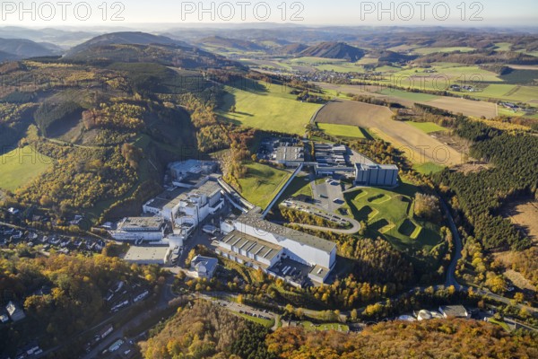 Aerial photo, C.& A. VELTINS brewery in the Grevenstein district of Meschede, Sauerland, North