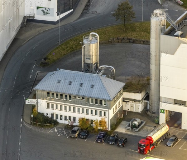 Aerial view, C.& A. VELTINS brewery in the Grevenstein district of Meschede, Sauerland, North