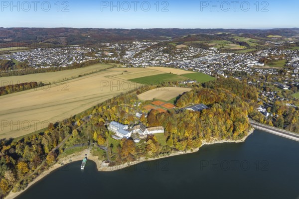 Aerial view, Welcome Hotel Meschede am Hennesee in the district Berghausen in Meschede, Sauerland,