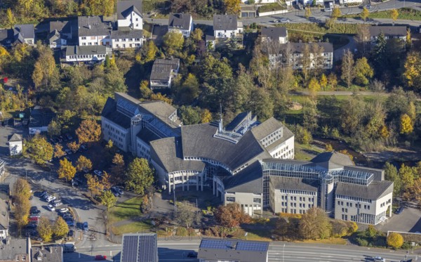 Aerial view, Hochsauerlandkreis Kreishaus Meschede in Meschede-Stadt in Meschede, Sauerland, North