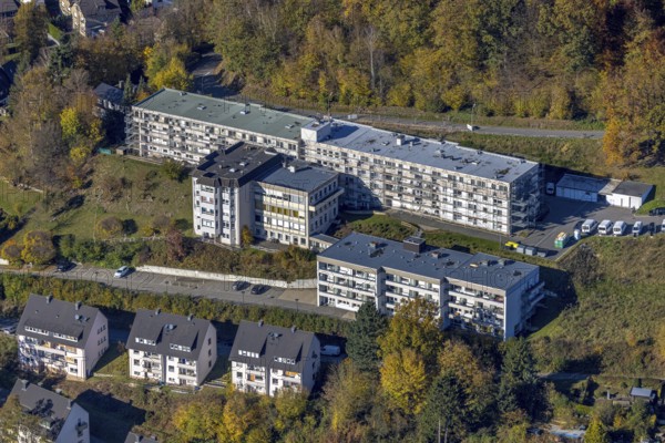 Aerial photo, conversion and renovation DRK Bernhard-Salzmann-Haus in Meschede-Stadt in Meschede,