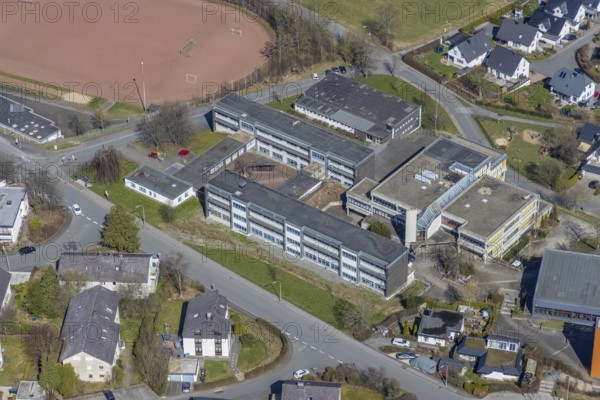 Aerial photo, St. Walburga Hauptschule und Realschule der Stadt Meschede, Meschede-Stadt, Meschede,