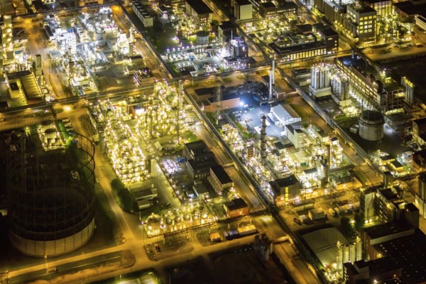 Aerial view, chemical park Marl, chemical zone, Marl, Ruhr area, North Rhine-Westphalia, Germany,