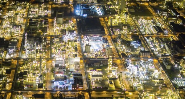 Aerial view, chemical park Marl, chemical zone, Marl, Ruhr area, North Rhine-Westphalia, Germany,