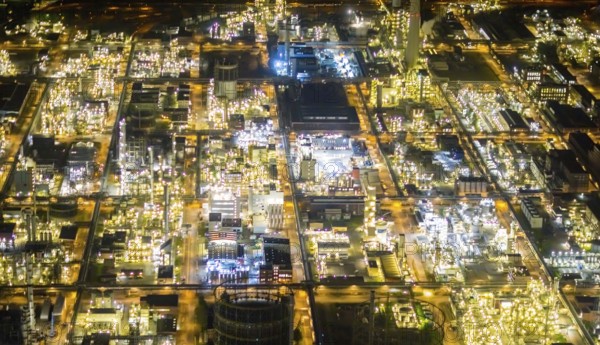 Aerial view, chemical park Marl, chemical zone, Marl, Ruhr area, North Rhine-Westphalia, Germany,