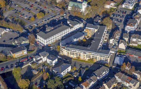 Aerial view, Hansa Seniorenwohnpark Menden as well as parish church St. Walburgis and Education