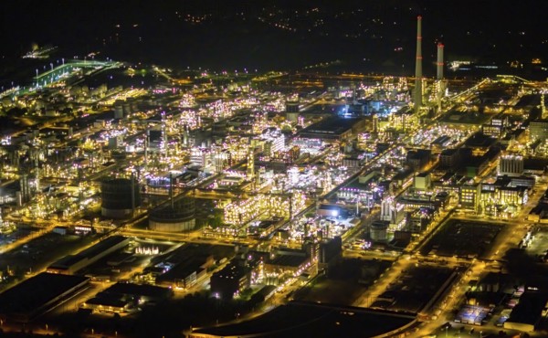Aerial view, chemical park Marl, chemical zone, Marl, Ruhr area, North Rhine-Westphalia, Germany,