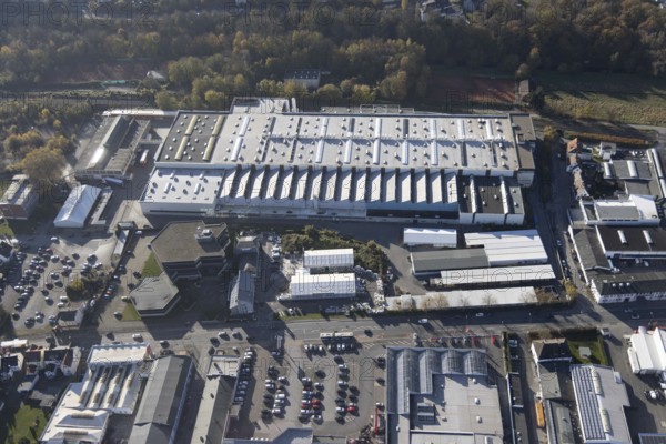 Aerial view, company premises HME Copper Deutschland GmbH in Menden, Sauerland, North