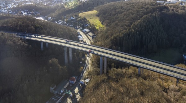 Aerial photograph, construction work with emergency reinforcement on the dilapidated and closed