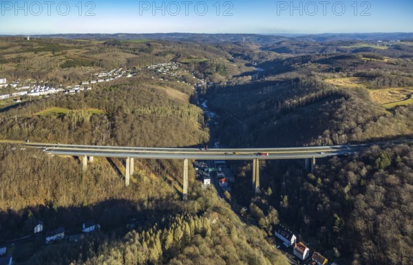 Aerial photograph, construction work with emergency reinforcement on the dilapidated and closed
