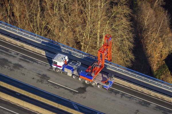 Aerial photo, construction measure with emergency reinforcement for Rahmede viaduct on the A45