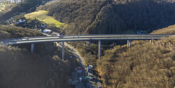 Aerial photograph, construction work with emergency reinforcement on the dilapidated and closed