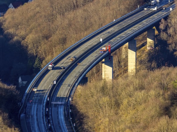 Aerial photograph, construction work with emergency reinforcement on the dilapidated and closed