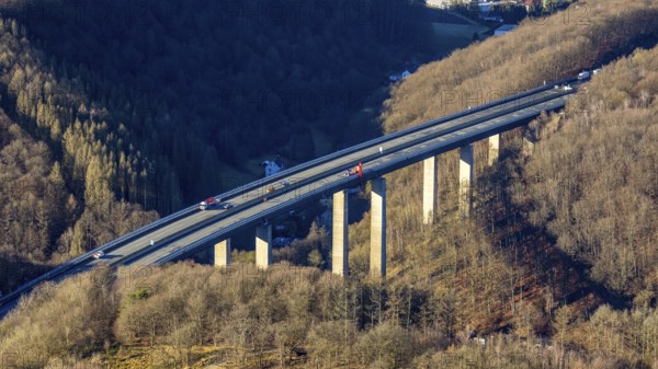Aerial photograph, construction work with emergency reinforcement on the dilapidated and closed