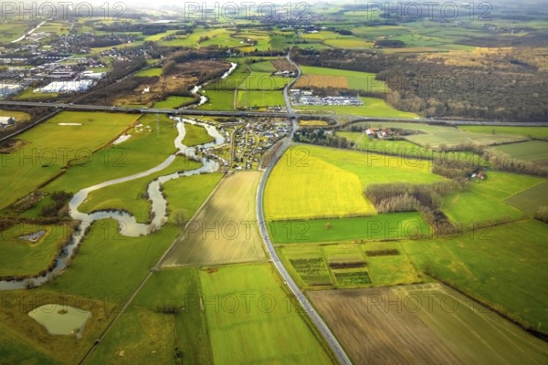 Aerial view of the planned industrial area Westfalen Hamm/Lippetal east of the Hamm-Uentrop