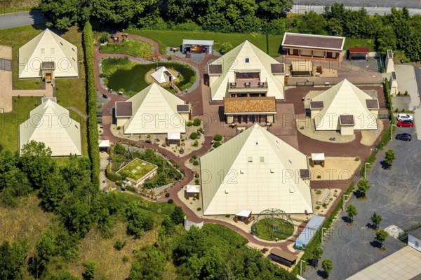 Aerial photo, Galileo Park, Sauerland Pyramids, Mining Museum Siciliaschacht, Meggen, Lennestadt,