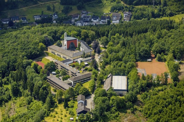 Aerial view, Jugendhof Pallotti and Private Gymnasium Maria Königin, Altenhundem, Lennestadt,
