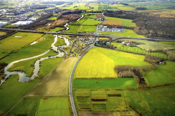 Aerial view of the planned industrial area Westfalen Hamm/Lippetal east of the Hamm-Uentrop