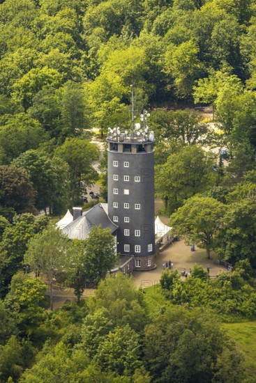 Aerial view, Hohe Bracht observation tower with café, Hofolpe, Lennestadt, Sauerland, North