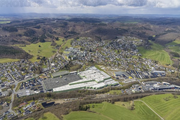 Aerial view, aerial view of Krombach with Krombacher Brauerei Bernhard Schadeberg GmbH, Krombach,