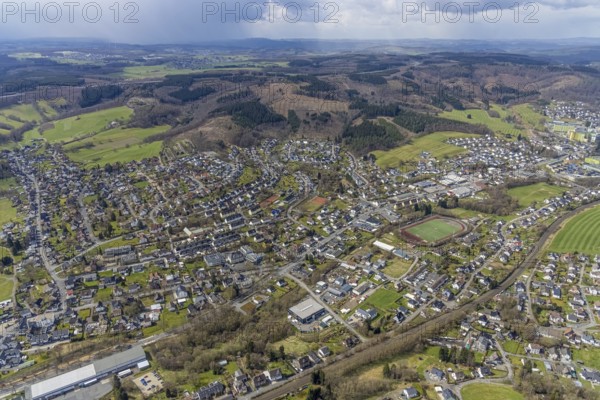 Aerial view, local view Eichen and Stendenbach, Eichen, Kreuztal, Sauerland, North