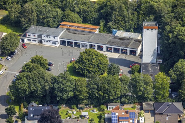 Aerial photo, volunteer fire brigade in Kamen, Ruhr area, North Rhine-Westphalia, Germany, fire