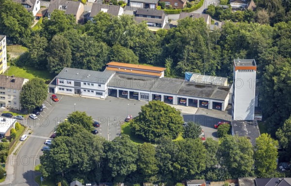 Aerial photo, volunteer fire brigade in Kamen, Ruhr area, North Rhine-Westphalia, Germany, fire