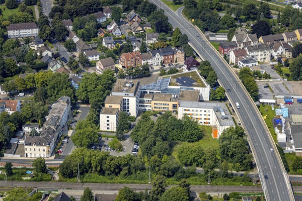 Aerial view, town hall Kamen city administration at the Hochstraße in Kamen, Ruhr area, North