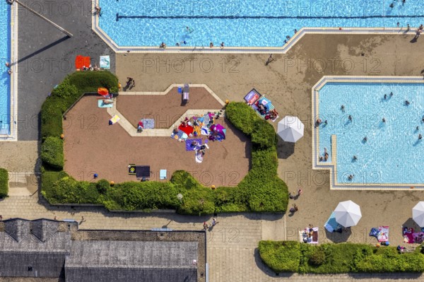 Aerial view, GSW Freibad Kamen-Mitte, Kamen, Ruhr area, North Rhine-Westphalia, Germany, bathing