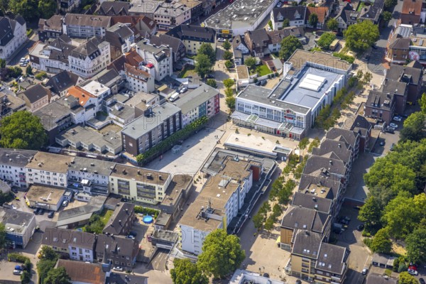Aerial view, city centre Willy-Brandt-Platz and Adenauerstraße with savings bank building Unna