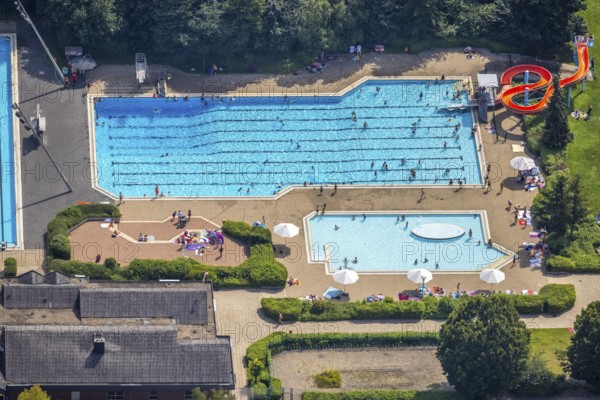 Aerial view, GSW Freibad Kamen-Mitte, Kamen, Ruhr area, North Rhine-Westphalia, Germany, bathing
