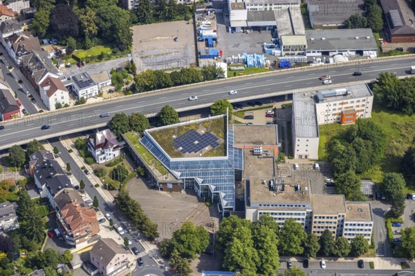 Aerial view, town hall Kamen city administration at the Hochstraße in Kamen, Ruhr area, North