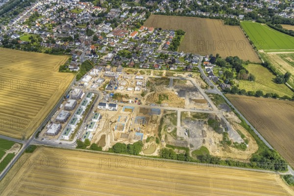 Aerial view, construction site and new building, Emscherquelle residential park, former Emscher