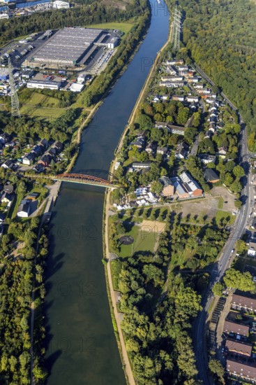 Aerial view, Steinmeister's beer garden - Oskar am Kanal in the district Unser Fritz in Herne, Ruhr