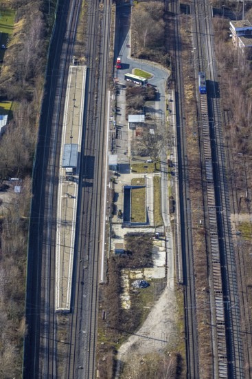 Aerial view, station Holzwickede, station Holzwickede is a transit station in the city of