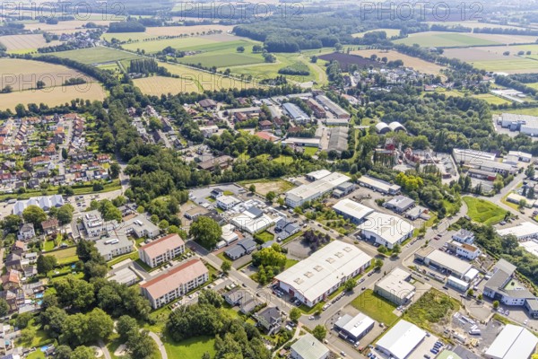 Aerial view, commercial area Felix-Wankel-Straße in the district Heeren-Werve, Kamen, Ruhr area,