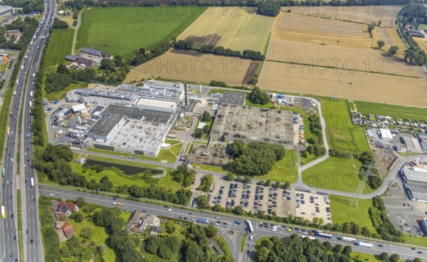 Aerial view, commercial area Unna / Kamen with 3M Deutschland GmbH, Kamen, Ruhr area, North