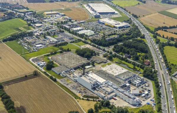 Aerial view, commercial area Unna / Kamen with Ikea and Woolworth and 3M Deutschland GmbH,