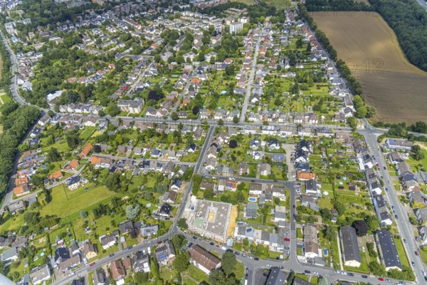 Aerial view, construction site and new building nursing home Katharina-von-Bora-Haus der