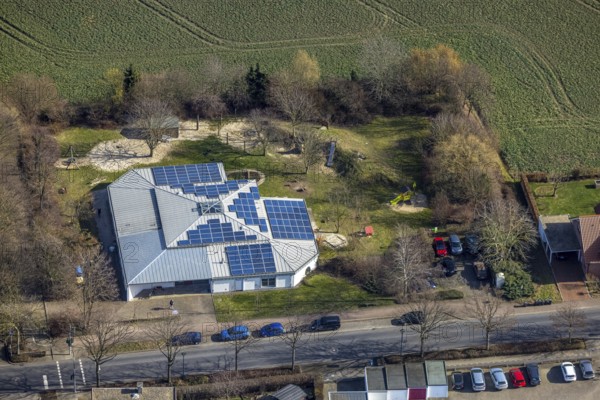 Aerial view, Kindergarten AWO Friedhofstraße, Freiberg, Holzwickede, Ruhr area, North