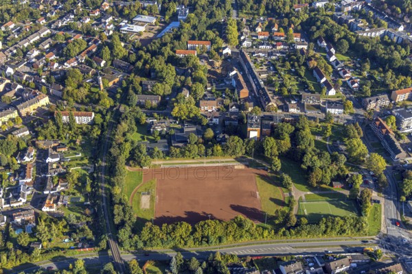 Aerial view, sports facility on Gelsenkircher Straße in the Wanne district of Herne, Ruhr area,