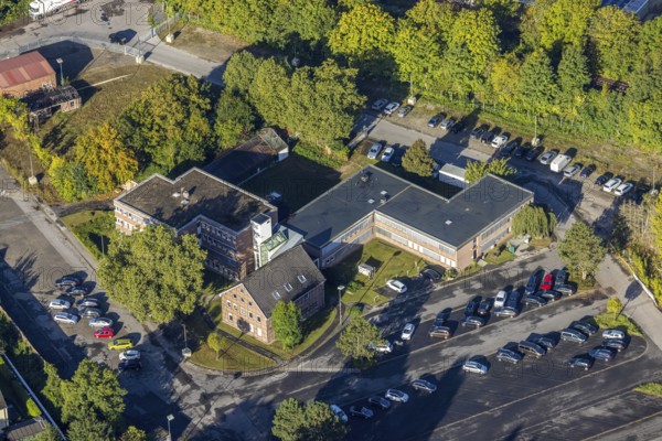 Aerial view, Eiffage Rail branch on Landgrafenstraße in the Wanne-Süd district of Herne, Ruhr area,