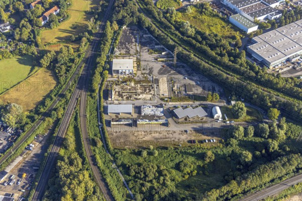 Aerial view, construction site Rottstraße at the motorway junction Herne in the district