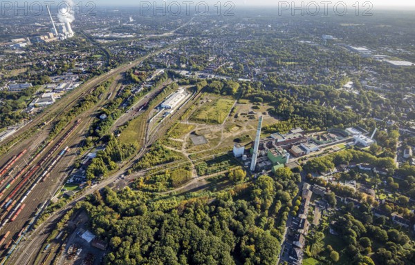 Aerial view, Herne freight yard with fallow land of the former General Blumenthal mine with Stadler