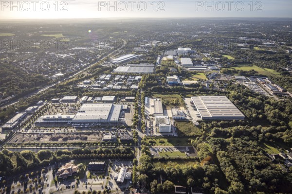 Aerial view, commercial area Koniner Straße in the district Holsterhausen in Herne, Ruhr area,